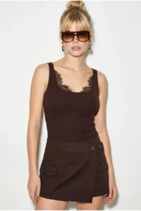 Bianco Lucci Women Lace Detailed Sleeveless Chic Blouse 1081 - Image 2