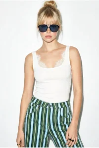 Bianco Lucci Women Lace Detailed Sleeveless Chic Blouse 1081 - Image 2