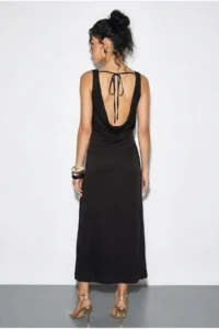 Bianco Lucci Women's Accessory Detailed Strapless Back Tied Satin Long Dress 0994 - Image 5