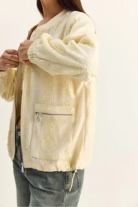 Bianco Lucci Women's Embossed Floral Embroidered Lined Zippered Seasonal Chiffon Jacket 2920 - Image 4