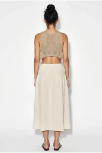 Bianco Lucci Women's Elastic Waist Lace-Up Muslin Midi Skirt YE4473 - Image 7