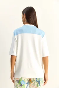 Bianco Lucci Women's Shawl Detailed Oversize Basic T-Shirt 1094 - Image 6