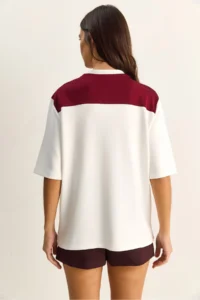 Bianco Lucci Women's Shawl Detailed Oversize Basic T-Shirt 1094 - Image 7