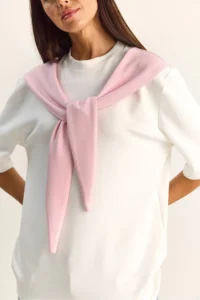 Bianco Lucci Women's Shawl Detailed Oversize Basic T-Shirt 1094 - Image 5