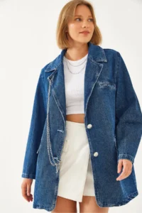 Bianco Lucci Women chained jeans Jacket 6033
