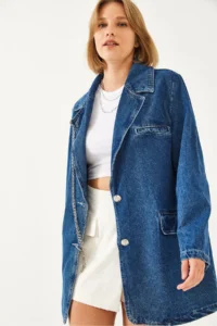 Bianco Lucci Women chained jeans Jacket 6033 - Image 3