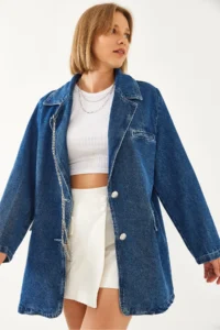 Bianco Lucci Women chained jeans Jacket 6033 - Image 4