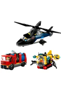 LEGO ® City Helicopter, Fire Truck and Submarine Mix - 7+ Toy Building Set (874P) - Image 2