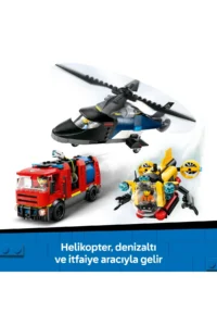 LEGO ® City Helicopter, Fire Truck and Submarine Mix - 7+ Toy Building Set (874P) - Image 6