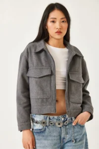 Bianco Lucci Women Soft Bowl Crop Jacket MBMS013 - Image 2