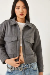 Bianco Lucci Women Soft Bowl Crop Jacket MBMS013 - Image 3