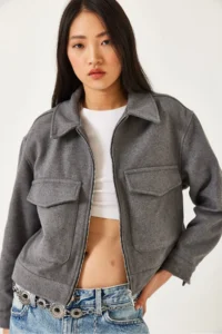 Bianco Lucci Women Soft Bowl Crop Jacket MBMS013 - Image 4