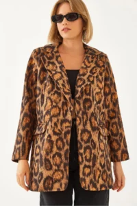 Bianco Lucci Women Premium Bowl Leopard Jacket MBMS043