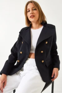 Bianco Lucci Women buttoned Lined Bowl Jacket MBMS054