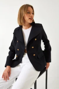 Bianco Lucci Women buttoned Lined Bowl Jacket MBMS054 - Image 6