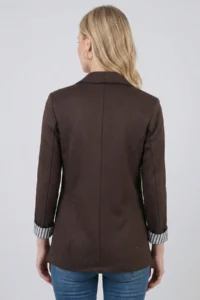 armonika Women Brown Sleeve Striped Single buttoned Jacket - Image 4