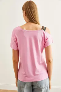 Olalook Women's Candy Pink One Shoulder Ethnic Garnished Blouse - Image 2