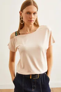 Olalook Women Stone One Shoulder Ethnic Garnili Blouse