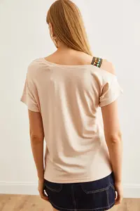 Olalook Women Stone One Shoulder Ethnic Garnili Blouse - Image 2