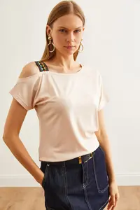 Olalook Women Stone One Shoulder Ethnic Garnili Blouse - Image 4