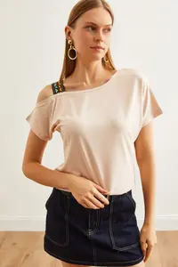 Olalook Women Stone One Shoulder Ethnic Garnili Blouse - Image 5