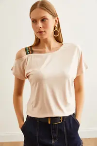 Olalook Women Stone One Shoulder Ethnic Garnili Blouse - Image 6