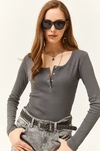 Olalook Women Anthracite Patchwork Camisole Blouse - Image 2