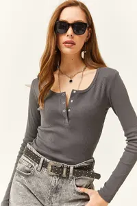 Olalook Women Anthracite Patchwork Camisole Blouse - Image 3
