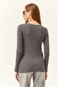 Olalook Women Anthracite Patchwork Camisole Blouse - Image 5