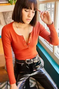 Olalook Women Brick Red Plaid Camisole Blouse - Image 4