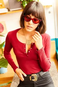 Olalook Women Burgundy Plaid Camisole Blouse - Image 4