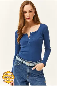 Olalook Women Indigo Patch Camisole Blouse