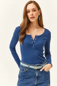 Olalook Women Indigo Patch Camisole Blouse - Image 2