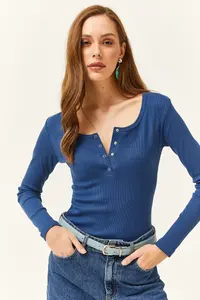 Olalook Women Indigo Patch Camisole Blouse - Image 3