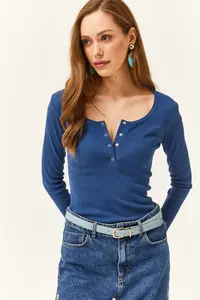 Olalook Women Indigo Patch Camisole Blouse - Image 4