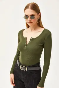 Olalook Women Khaki Plaid Camisole Blouse - Image 5