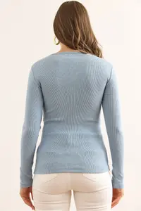 Olalook Women Light Blue Plaid Camisole Blouse - Image 2