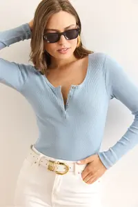 Olalook Women Light Blue Plaid Camisole Blouse - Image 4