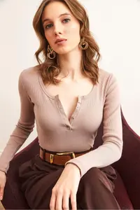 Olalook Women Light Brown Plaid Camisole Blouse - Image 6