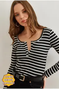 Olalook Women's Long Black and White Plaid Camisole Blouse
