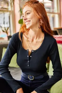 Olalook Women Navy Blue Plaid Camisole Blouse - Image 2