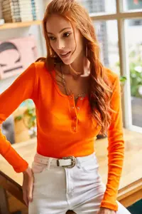 Olalook Women Orange Plaid Camisole Blouse - Image 4