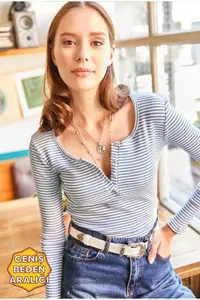 Olalook Women's Striped Indigo Patchwork Camisole Blouse