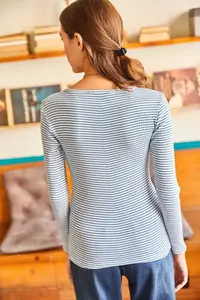 Olalook Women's Striped Indigo Patchwork Camisole Blouse - Image 5