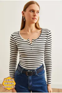 Olalook Women's Thick Ribbed Black Placket Camisole Blouse