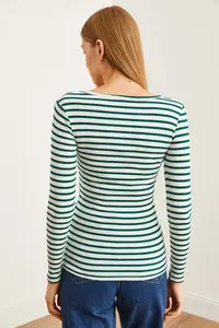 Olalook Women's Thick Ribbed Emerald Green Plaid Camisole Blouse - Image 6