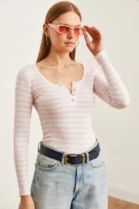 Olalook Women's Thick Ribbed Pink Plaid Camisole Blouse - Image 3