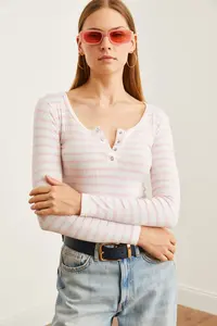 Olalook Women's Thick Ribbed Pink Plaid Camisole Blouse - Image 5