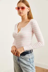 Olalook Women's Thick Ribbed Pink Plaid Camisole Blouse - Image 6
