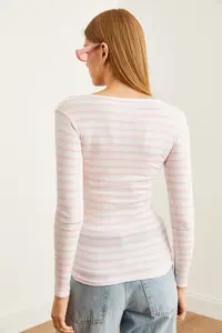 Olalook Women's Thick Ribbed Pink Plaid Camisole Blouse - Image 7